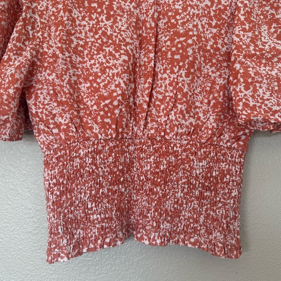 Abercrombie & Fitch Flutter Sleeve Smocked Waist Deep-V Top - Picture 5 of 6